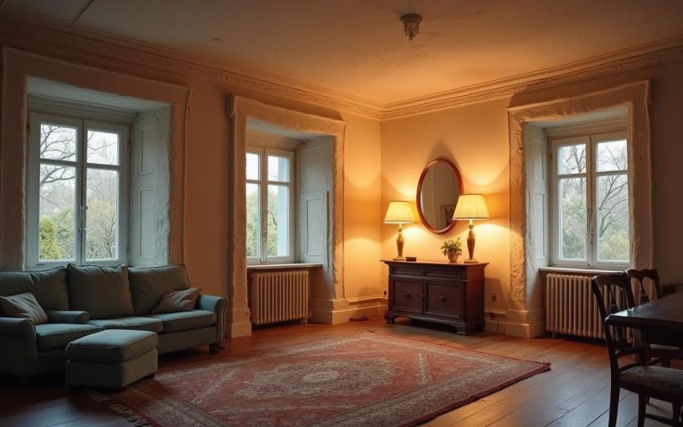 Plafond intérieur avec fissure légère pouvant craquer la nuit