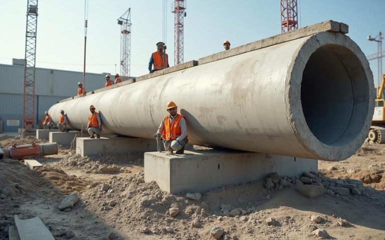 Installation de longrines en béton sur un chantier de maison individuelle.