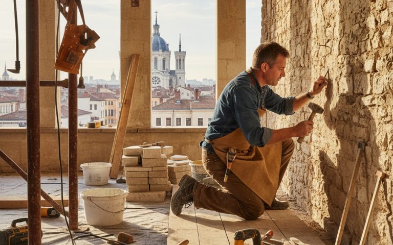 Artisan qualifié en rénovation à Lyon, illustrant le travail de qualité.